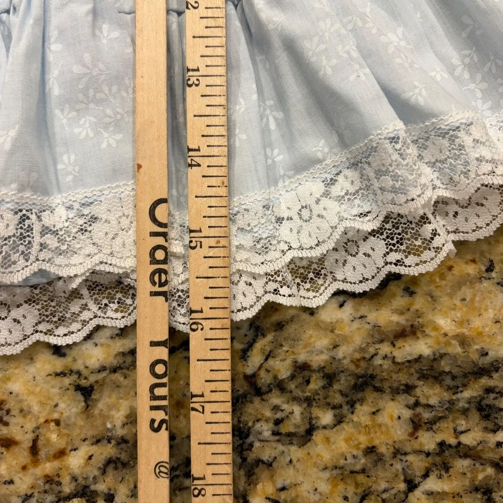 Vintage Cradle Togs Light Blue Floral Lace Embroidered Bib Collar Dress Kids